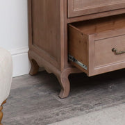 Pair of Solid Wood 3 Drawer Bedside Tables Rattan Raffia Bedroom