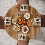 Round Dining Table for 4-6 People, 120cm Circle Kitchen Furniture Dinner Table