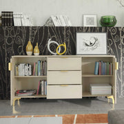 TV Unit Sideboard TV Stand Cabinet Cupboard Storage Milled Fronts Cashmere 140cm