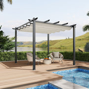 3 x 3 m Metal Pergola Gazebo Patio Sun Shelter Retractable Canopy Garden Shelter