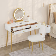 Dressing Table with LED Mirror and Stool 3 Drawers Makeup Vanity Desk Bedroom