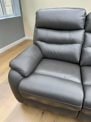 Fletcher Dark Grey Leather Power Reclining 2 Seater Sofa Power Headrest USB