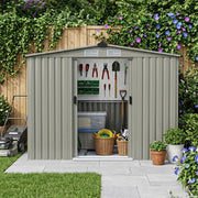 Garden Shed 8 X 6FT Metal Apex Roof With Free Foundation Outdoor Storage House