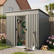 8 x 4ft Metal Shed Garden Outdoor Storage Tool Shed Galvanised w/ Foundation Kit