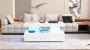 Coffee Table with LED High Gloss Black Coffee Table Rectangular Centre 2 Drawers