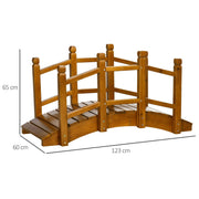 Wooden Garden Bridge with Safety Railings, Arc Footbridge for Pond Backyard Stre