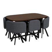 Dining Table and Grey Chairs Set of 6 Square Wooden Kitchen Table Metal Legs