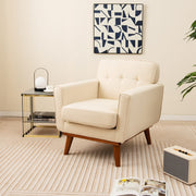 Modern Accent Chair Upholstered Linen Fabric Armchair