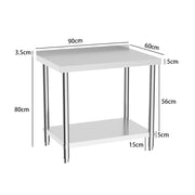 Commercial Catering Work Top Table Stainless Steel Bench Kitchen Food Storage