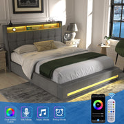 NEW OTTOMAN STORAGE UPHOLSTERED BED FRAME 4FT6 DOUBLE WITH USB PORT & LED LIGHT