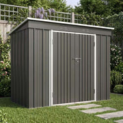 Garden Shed Pent Roof 4X8FT Metal Free Foundation Base Storage House Grey
