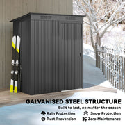 (Dark Grey, 5 x 3.5ft) Outsunny Metal Garden Shed with Effortless Assembly