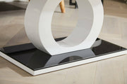 GIOVANI Black Tempered Glass and White Gloss Rectangle Living Room Coffee Table