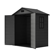 Outdoor Garden Shed 6x4ft Plastic Tool Bike Storage House w/ Lockable Two Doors