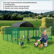 Large Iron Walk-in Chicken Run Coop Cage Hens Rabbit Dogs Ducks Chickens Poultry