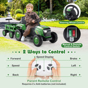 Kids Green Ride on Tractor 12V Electric Vehicle Gray