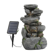 Multi-Tiers Rock LED Water Feature Garden Fountain Solar Powered Outdoor Statues