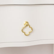 One Drawer Half Moon Console Table with Hessian & Glass Top - Austin White Range