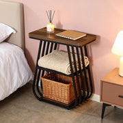 Industrial End Table 3-Tier Narrow Side Table with Storage Shelf for Living Room