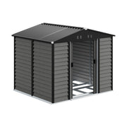 8 x 7FT Galvanised Garden Shed Apex Roof Outdoor Storage House with Foundation