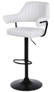2 X PLUSH WHITE BAR STOOLS, GAS LIFT, BREAKFAST KITCHEN BAR PADDED ARMS & BACK