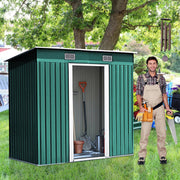 4x6 FT Flat Roof Steel Storage Shed, Pre-drilled Steel Panels, Outdoor Tool Shed