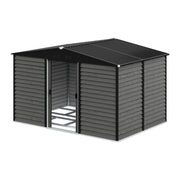 12x8ft Garden Shed Storage House with Double Sliding Door Outdoor Utility Tools