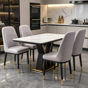 Set of 2 Dining Chairs PU Leather Padded Seat Metal Legs Home Kitchen Office
