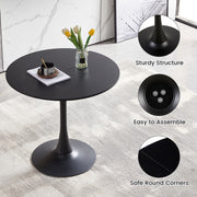 4 Seater Dining Table Set Round Kitchen Black Table 4 Black Chairs Modern Home