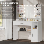 Dressing Table With 8 Shelves LED Mirror Set Makeup Desk Vanity Table Bedroom