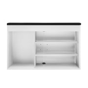 Hallway Shoe Cabinet Bench White Black PU Cushion Padded Seat Storage Shoe Rack