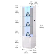 Glass Display Cabinet with 3 Color LED Lights & Motion Sensor for Collectibles