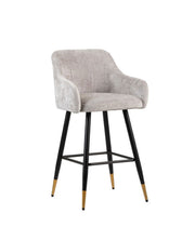 Zurich Modern Velvet Padded Bar Stool Chair with Black Metal Legs