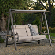 SunVilla Pine Knoll 2 Seat Garden Patio Swing Chair Canopy Aluminium Beige