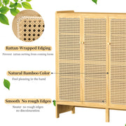 3 Rattan Door XL Shoe Cabinet Bamboo Wood Shoes Shelf Footwear Storage Organizer
