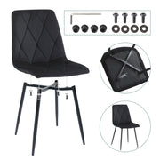 4X Dining Chairs Set Faux Suede Leather Padded Seat Metal Legs Kitchen Office