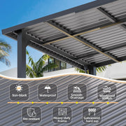 Aluminium Lean to Gazebo Outdoor Metal Harodtop Wall-Mounted Heavy Duty Pergolas