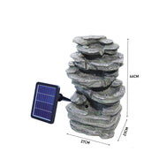 Solar Powered Garden Water Feature Outdoor Water Fountain Cascade with LED Light