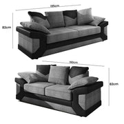 Corner Sofa Dino Jumbo Cord Suite 3 Seater 2 Seater Couch & Footstool Grey/Black