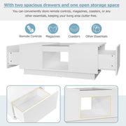 White Coffee Table !SALE! High Gloss LED RGB Storage Drawers 100cm Modern