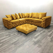 Large Square Footstool Coffee Table Upholstery Fabric Footstools Matching Button