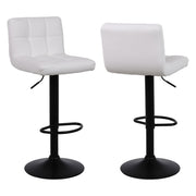 2 X White Bar Stools Breakfast Chairs Faux Leather Swivel, Black Metalwork