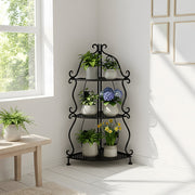 3-Tier Corner Metal Plant Stand Flower Pot Rack Outdoor Indoor Display Shelf