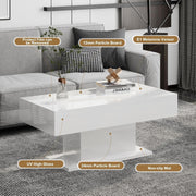 High Gloss LED Coffee Table Cocktail Center Table Modern Living Room Rectangle