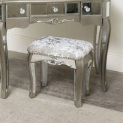 Silver mirrored dressing table stool mirror ornate bedroom furniture set