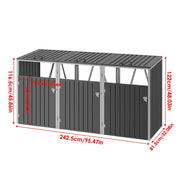 Triple Wheelie Bin Storage Metal Store Cover Garden Rubbish Dustbin 3 Shed Cabin