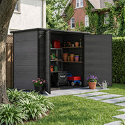 Wood Effect Plastic Garden Storage Shed Outdoor Storage House Tool Sheds 7 x 4FT