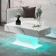 High Gloss LED Coffee Table Cocktail Center Table Modern Living Room Rectangle