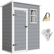 5' x 3' Garden Shed w/ Floor, Lockable Door, Window and Vent, Grey