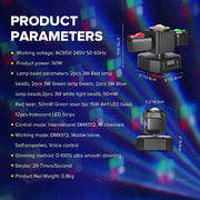 Disco Bar Rotating Stage Lights Moving Head Party Light Laser Beam Strobe Remote